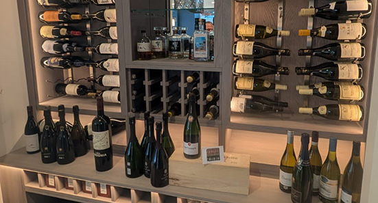 Wine Wall with led lights close up