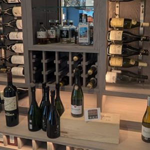 Wine Wall with led lights close up